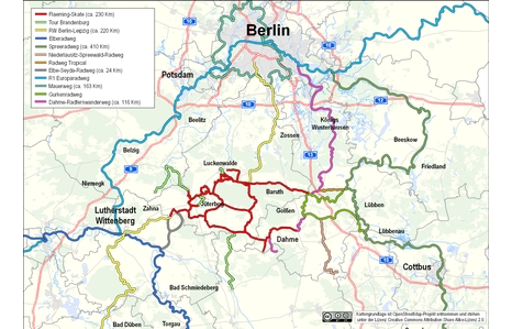 Mapa pozaregionalnych szlaków rowerowych
