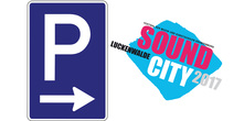 Symbolbild Parkplatz, Logo Sound City