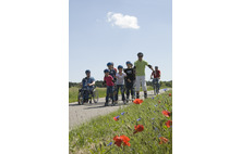 Man on handcycle and inline skaters near Neuhof | Foto: Pressestelle TF