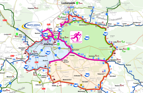 Mapa běžeckých tras na Flaeming-Skate